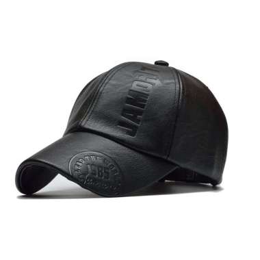 Baseball cap leather : QUEST - Topi baseball Topi kulit Topi winter Topi Pria One Size BLACK