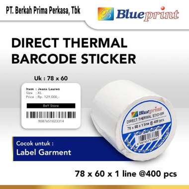 BLUEPRINT Direct Thermal Sticker / Label Stiker 78x60x1 Line Isi 400 Putih