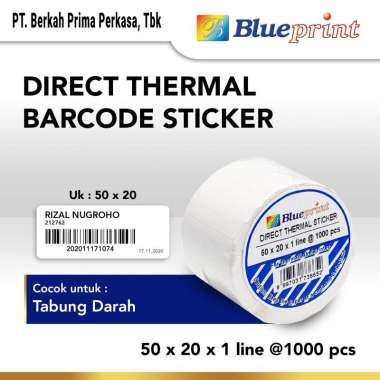 BLUEPRINT Direct Thermal Sticker / Label Stiker 50x20x1 Line Isi 1000 Putih