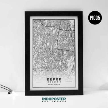 Poster Peta Map Kota Depok Minimalis Aesthetic A3 45X30cm
