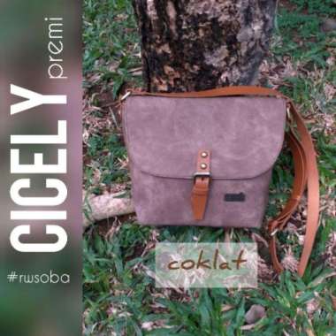 TAS SELEMPANG CICELY RUMAH WARNA coklat doft premi