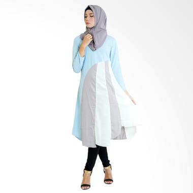 SYAHEERA Hijab Patchwork Tunik Muslim Wanita - Baby Blue