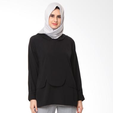 Covered Up Qansha Tops Blouse Muslim Wanita - Black