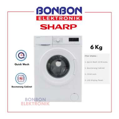 Sharp Mesin Cuci Front Loading 6KG ES-FL 1062 B / ESFL ES-FL1062B