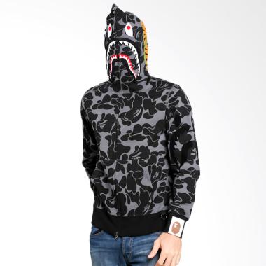 A Bathing Ape Big ABC Solid Camo Detachable Shark Hoodie Pria - Black