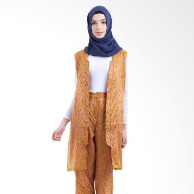 Hanalila Daily Hijab Akai Vest Ikat Cardigan Muslim - Golden