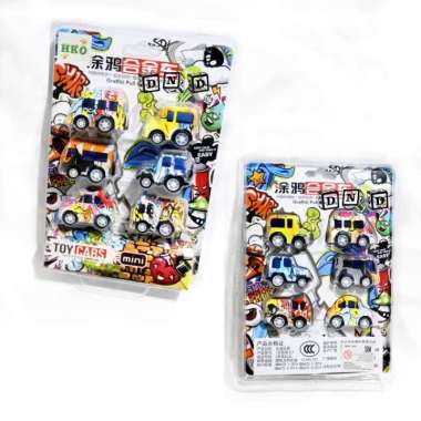 Mainan Anak Graffiti Pull Back Car Mobil Diecast Minibus Bus Truck