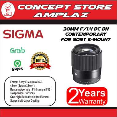 Sigma 30mm F1.4 Sony Camera Lens Hitam