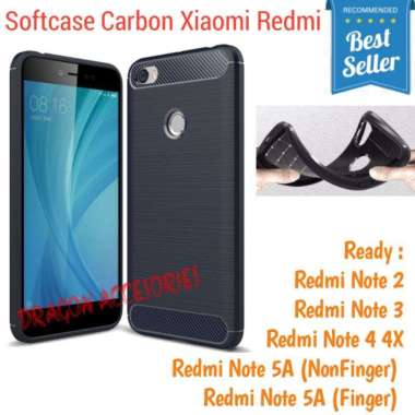 Xiaomi Redmi Note 2 3 4 4X 5A Softcase Silikon Slim Fit Carbon Fiber Case Casing Shockproof Cover No