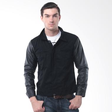Alphawear Comby Korean Style Jaket Kulit Pria - Hitam