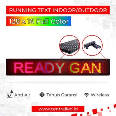 Running Text Outdoor 128 x 16 - Merah Full Color
