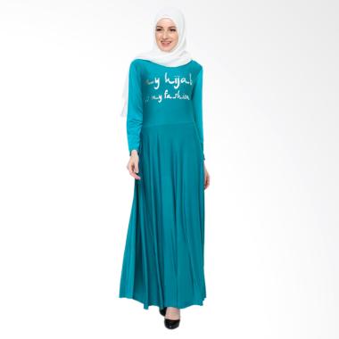Jfashion Maxi Tangan Panjang Print ... Dress Gamis - Biru Tosca