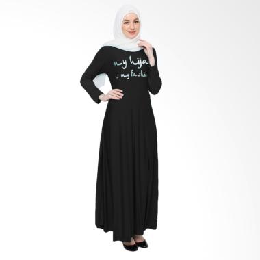 Jfashion Maxi Tangan Panjang Print ... Long Dress Gamis - Hitam