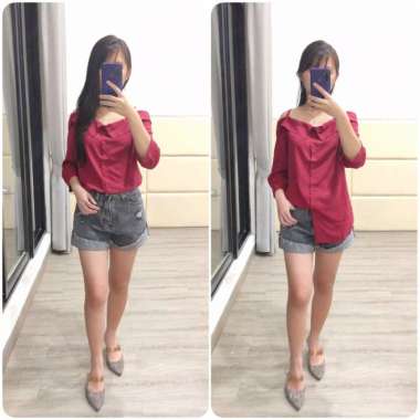 Blouse Sabrina Maron / Atasan Sabrina / Blouse Polos Sabrina / Blouse Natsy