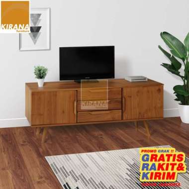 kirana rak meja buffet tv minimalis kayu solid jati - Max