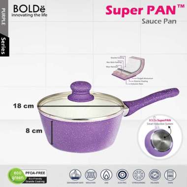 Bolde SAUCE PAN 18 CM LID GRANITE COATING SUPER PAN BOLDE Purple