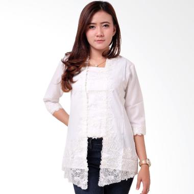 Batik Distro BA9125 Kutu Baru Renda 3-4 Kebaya Wanita - Putih