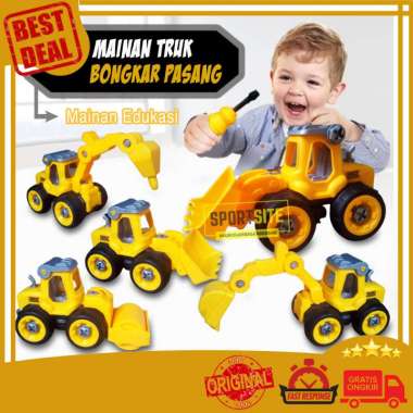 DIY Construction Truck Tools Engineering Toys Education Tools Mainan Edukasi Anak Puzzle Susun Bongk