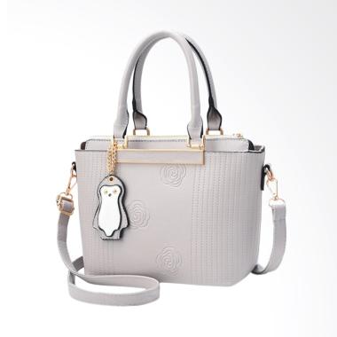 Purnama Motif Bunga Import Premium Hand Bag Wanita - Grey