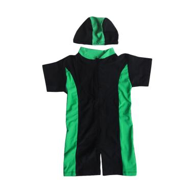 Rainy Collections Baju Renang Bayi - Lis Hijau Tosca with Topi