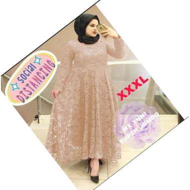 Gamis Brukat Muslim Lebaran Terbaru 2021 Model YUNI SUPER JUMBO XXXL BUSUI BIGSIZE MAXI DRESS TULANG
