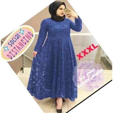 Gamis Brukat Muslim Lebaran Terbaru 2021 Model YUNI SUPER JUMBO XXXL BUSUI BIGSIZE MAXI DRESS TULANG