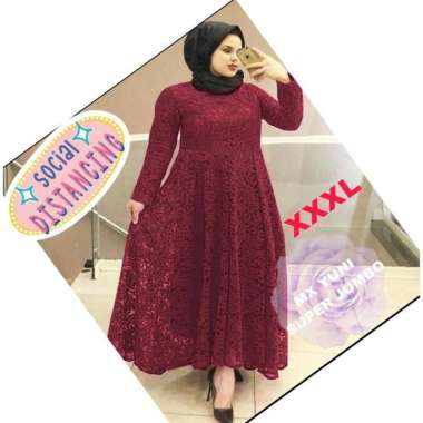 Gamis Brukat Muslim Lebaran Terbaru 2021 Model YUNI SUPER JUMBO XXXL BUSUI BIGSIZE MAXI DRESS TULANG