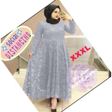 Gamis Brukat Muslim Lebaran Terbaru 2021 Model YUNI SUPER JUMBO XXXL BUSUI BIGSIZE MAXI DRESS TULANG