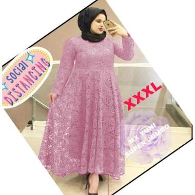 Gamis Brukat Muslim Lebaran Terbaru 2021 Model YUNI SUPER JUMBO XXXL BUSUI BIGSIZE MAXI DRESS TULANG