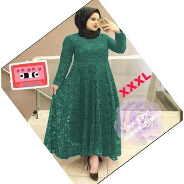 Gamis Brukat Muslim Lebaran Terbaru 2021 Model YUNI SUPER JUMBO XXXL BUSUI BIGSIZE MAXI DRESS TULANG