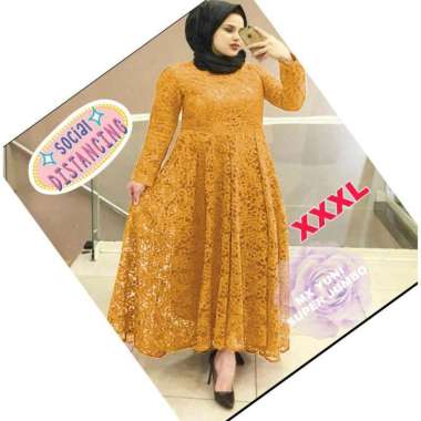 Gamis Brukat Muslim Lebaran Terbaru 2021 Model YUNI SUPER JUMBO XXXL BUSUI BIGSIZE MAXI DRESS TULANG