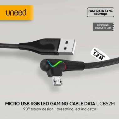 UNEED Kabel Gaming LED RGB Micro USB/ iPhone Lightning/ Type C 60W - UCB52 Micro USB
