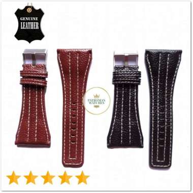 WATCH STRAP TALI JAM TANGAN DIESEL KULIT 38MM MOTIF JAHITAN PUTIH HITAM
