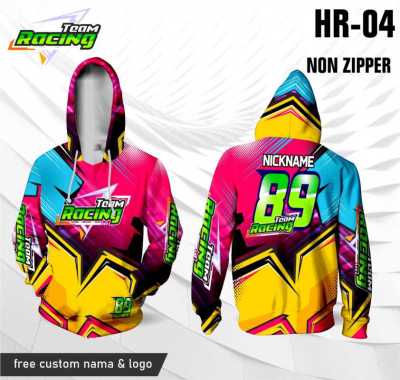 Jersey racing hoodie baju balap kaos motor lengan panjang MERAH MUDA XXXL