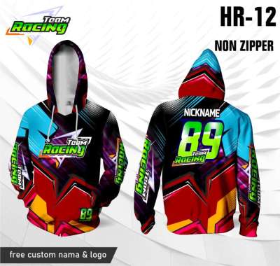 Jersey racing hoodie baju balap kaos motor lengan panjang MERAH XXXL