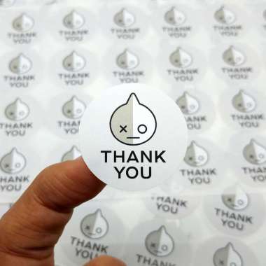 BT21 Sticker Thank You Karakter Kartun BT 21 Label Stiker Tag Kado Segel Amplop Undangan 3,2 cm Van