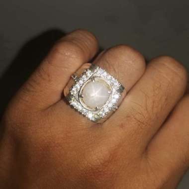 Batu Cincin Permata White Safir Star Asli