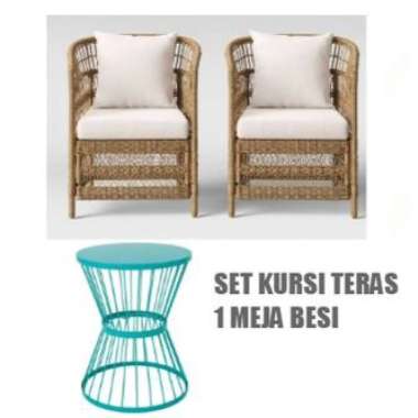 Kursi Teras Set dan 1 Meja Mini Besi