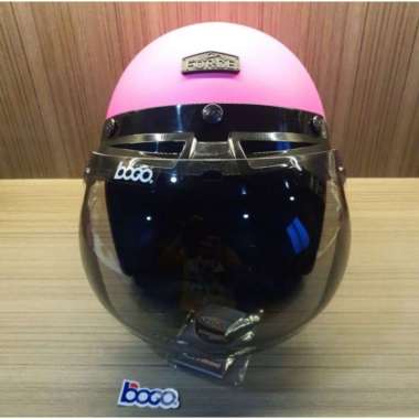 Force Helm Bogo Retro Khusus Wanita Hijab Dewasa Kaca Cembung Original Helm Motor L Pink Doff