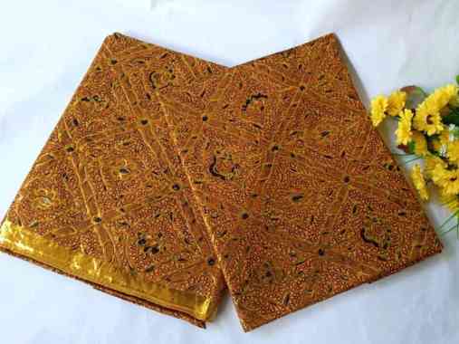 Kain Pengantin Jarik Lembaran Sidomukti Cabut Prada Alusan Coklat