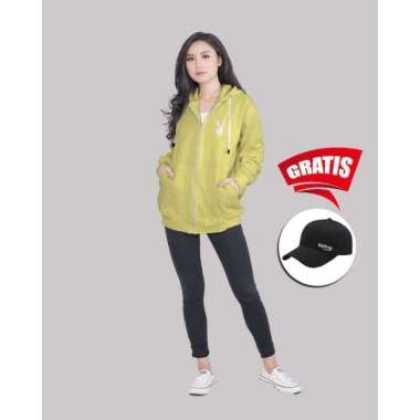Vallenca Jaket Zipper Wanita Playgirl Kuning Free Topi Exlusive  M Kuning