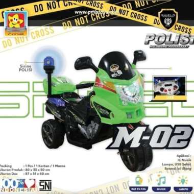 M02 MOTOR AKI MAINAN ANAK M-02 MOTOR POLISI SIZE L SIRINE Blue