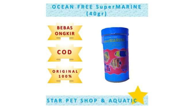 makanan ikan hias laut super marine ocean free 40 gr aquarium