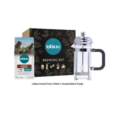 Excelso Brewing Kit French Press Paket Alat Saring Kopi + Kopi Bubuk Excelso Kalosi Toraja