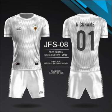 setelan Jersey dan celana timnas futsal indonesia baju kaos bola XL PUTIH