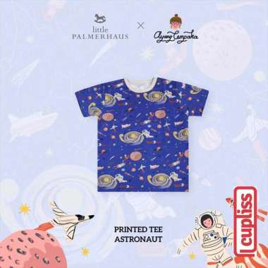 Astronaut Little Palmerhaus X Ayang Cempaka Printed Tee Short Kaos  1 tahun Multicolor