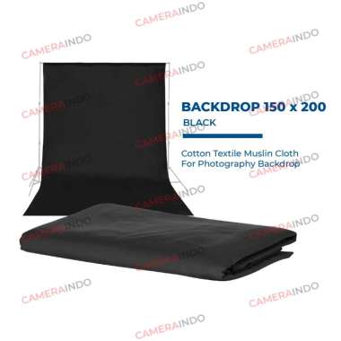 Kain Backdrop Cotton Textile Muslin 150 x 200 cm For Untuk Studio Foto HITAM