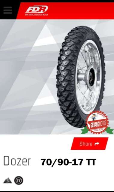 BAN LUAR FEDERAL FDR 70/90-17 250-17 RING 17 TUBE TYPE DOZER