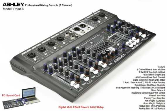 Mixer ASHLEY POINT 6 / POINT6 6 CHANNEL ORIGINAL ASHLEY USB RECORDING