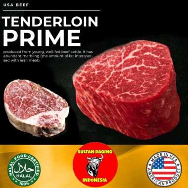 USA TENDERLOIN PRIME STEAK BLACK ANGUS PREMIUM 250 GRAM IMPORT DARI USA/ TENDERLOIN PRIME CUT/ USA T